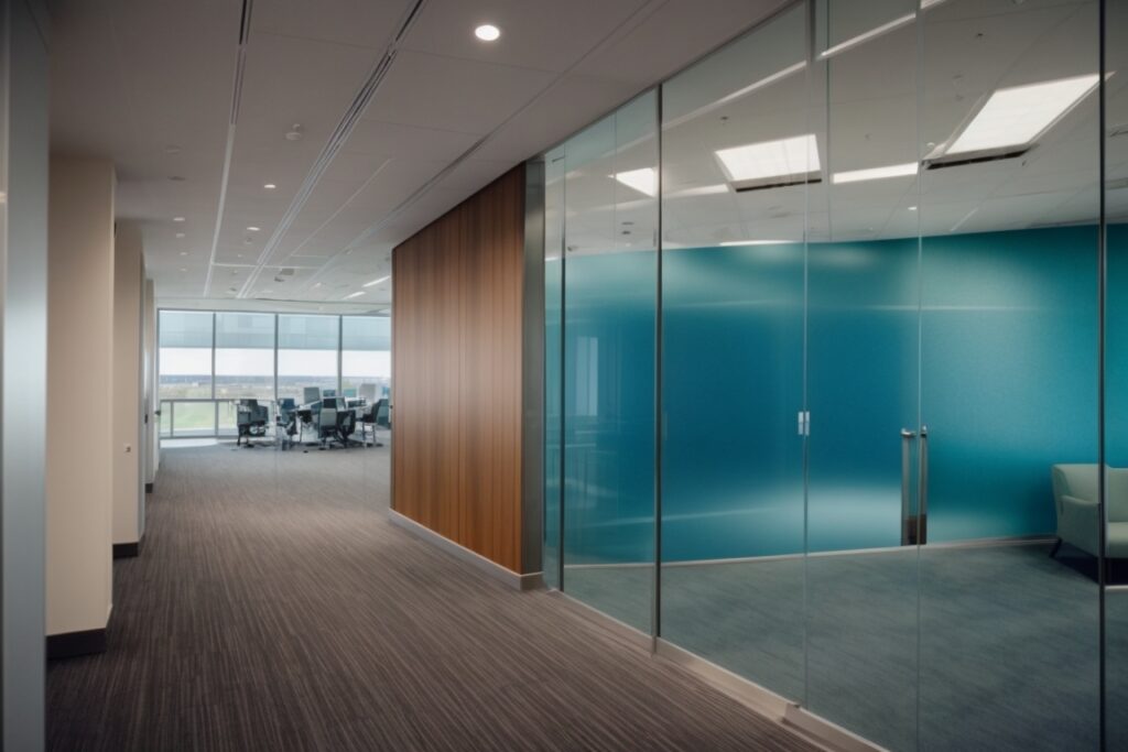 Kansas City corporate office with glass partitions and decorative film