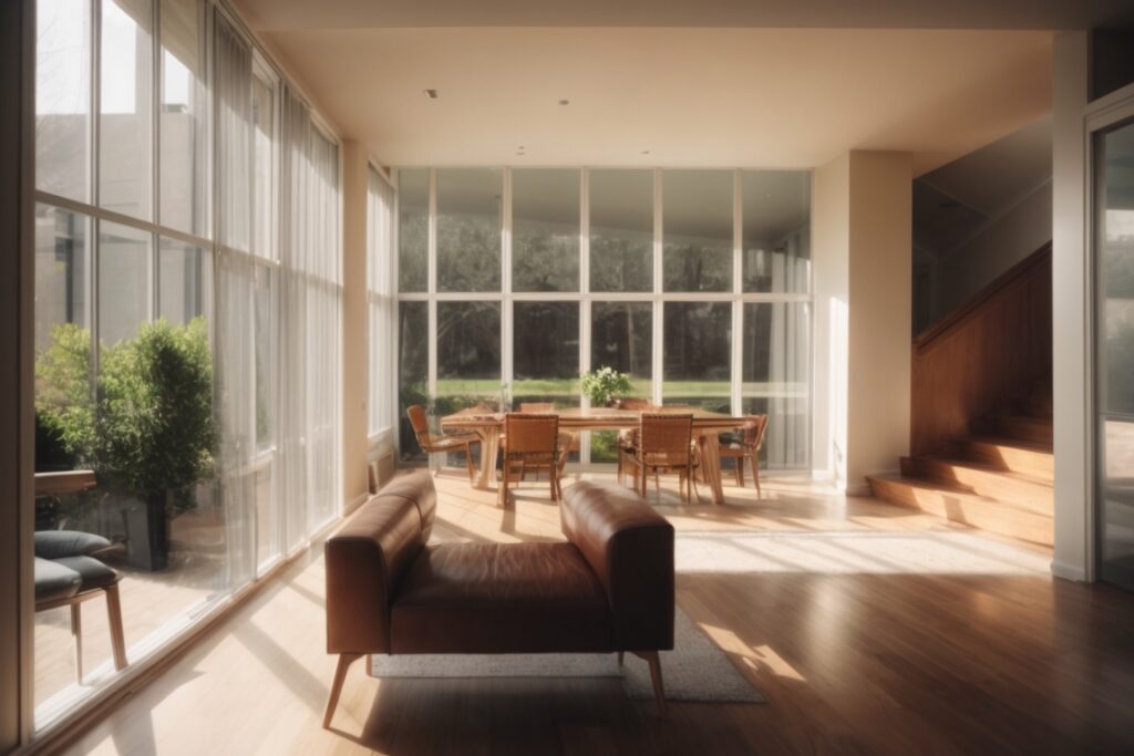 Kansas City home interior with sunlight filtering through heat reduction window film