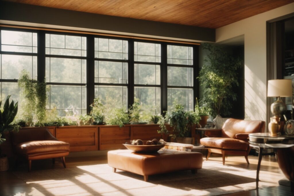 Kansas City home interior with sunlight filtering through low-e glass windows