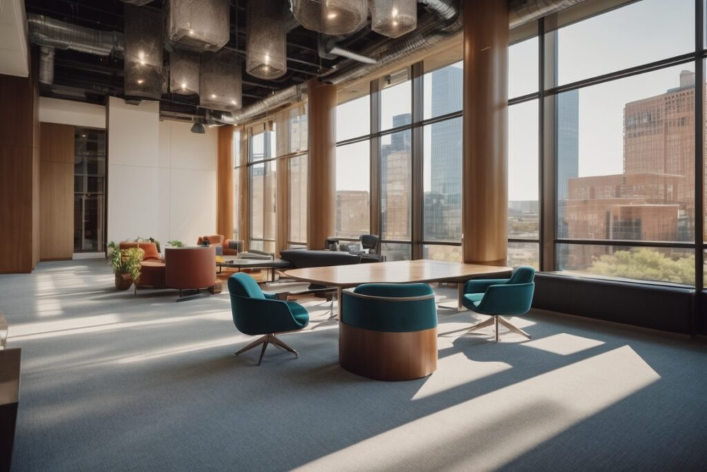 Kansas City office building with decorative window film and modern furniture