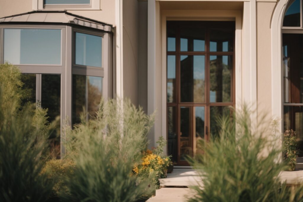 Kansas City home with opaque window films, sunny exterior
