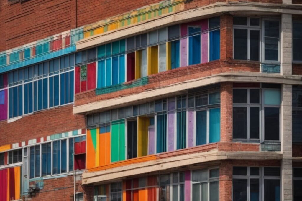 Colorful and vibrant building wraps on Kansas City businesses