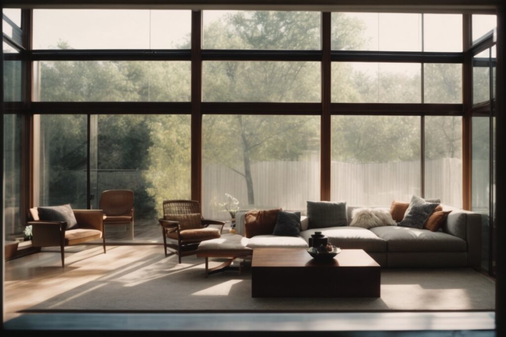 Kansas City home interior with frosted privacy windows
