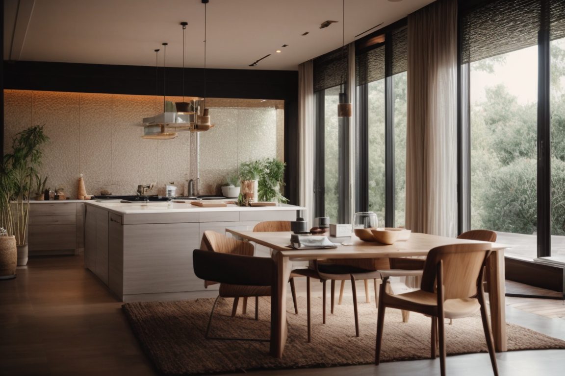 home interior with textured window film providing privacy