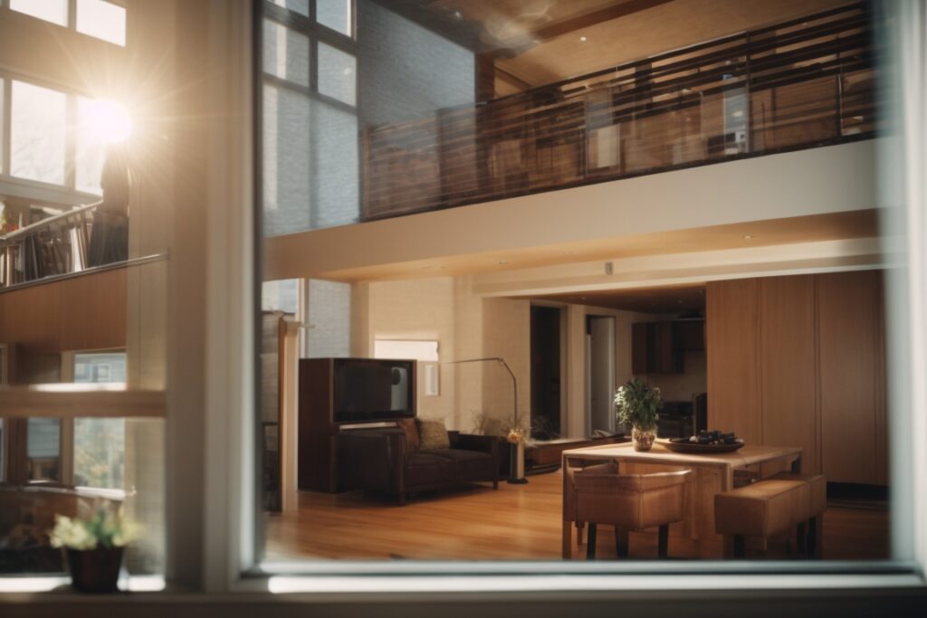 Kansas City home interior with window film blocking sunlight
