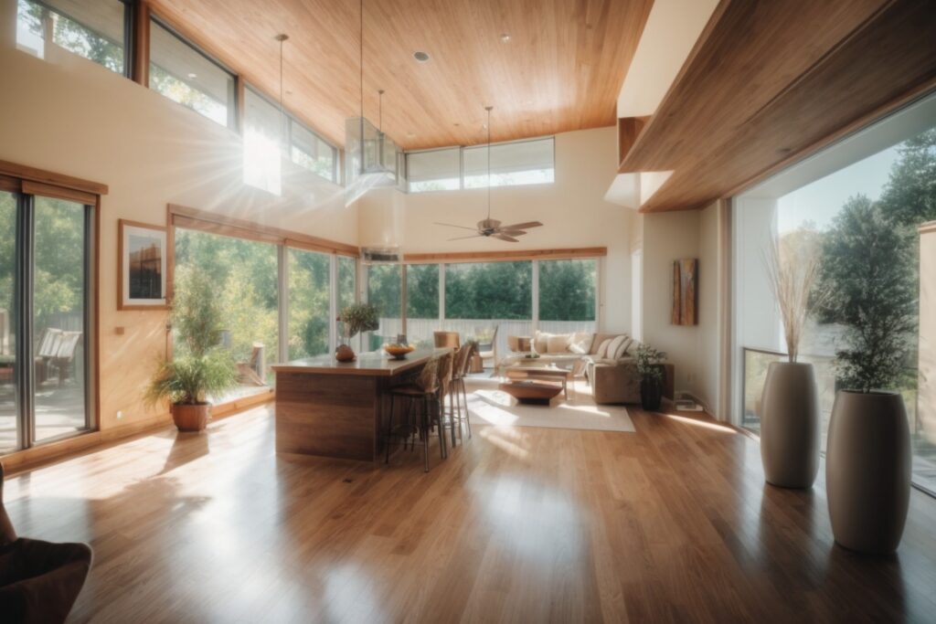 Interior of a sunny Kansas City home with glare-reducing window film