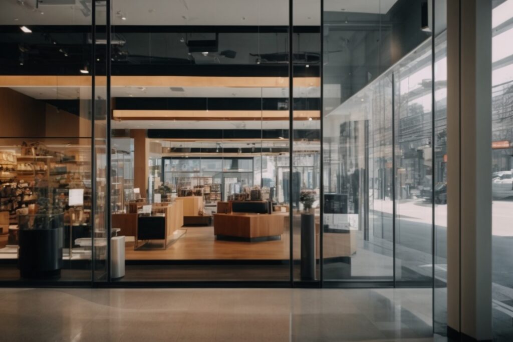 interior of a stylish Kansas City retail store showing heat control window films