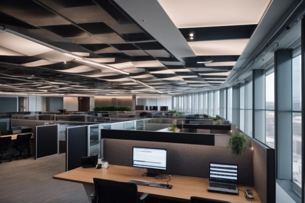 Modern tech company office in Kansas City with solar window film