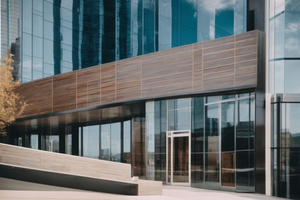 modern commercial building in Kansas City with clear energy efficient window film