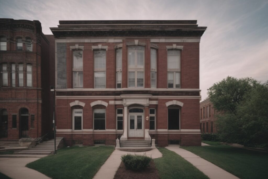 Exterior of a historic building in Kansas City with UV blocking window film