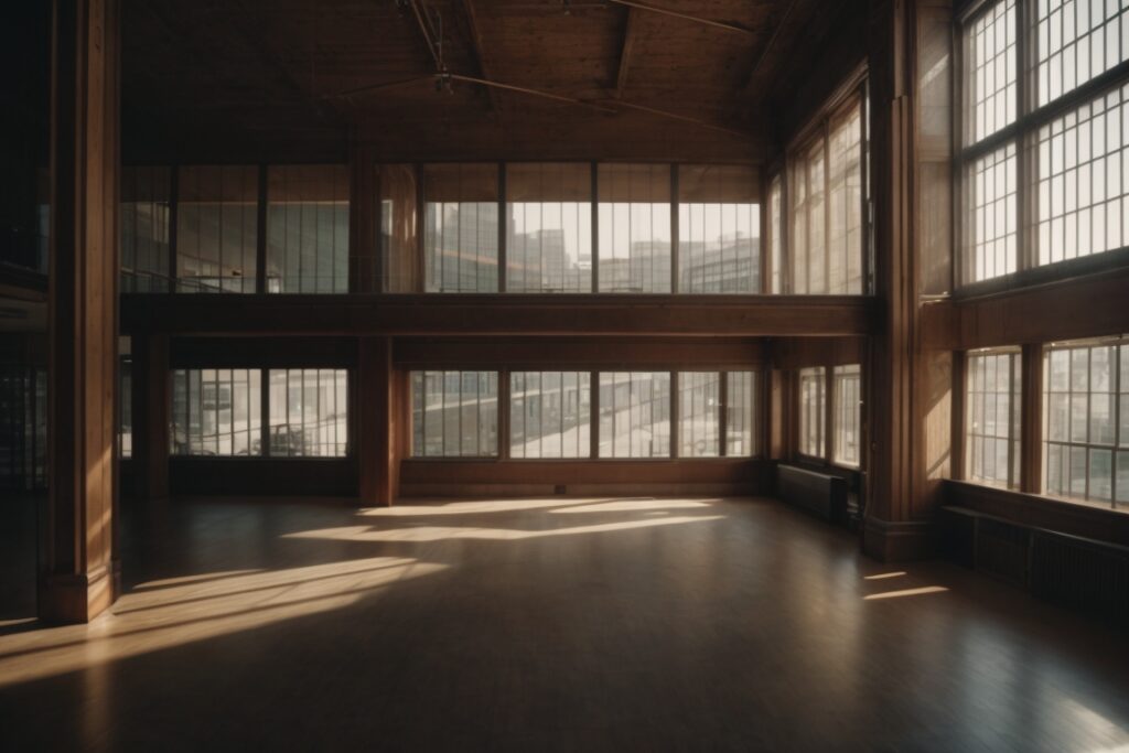 interior of a historical Kansas City building with glare window film installed