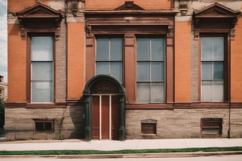 Kansas City historic building with fading exterior and UV damage