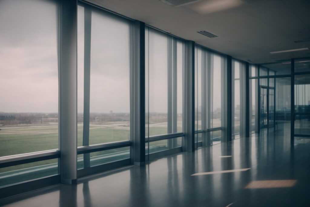 Kansas City office with opaque windows and frosted privacy film